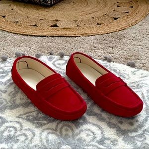NEW! Red textured moccasins w/ removable inserts